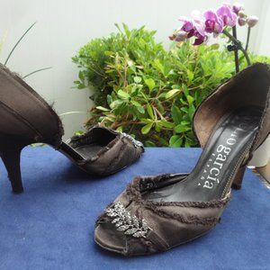 💖Pedro Garcia Rhinestone D' Orsay Satin 38 1/2 8